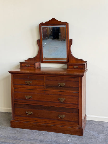 Victorian walnut dresser with mirror