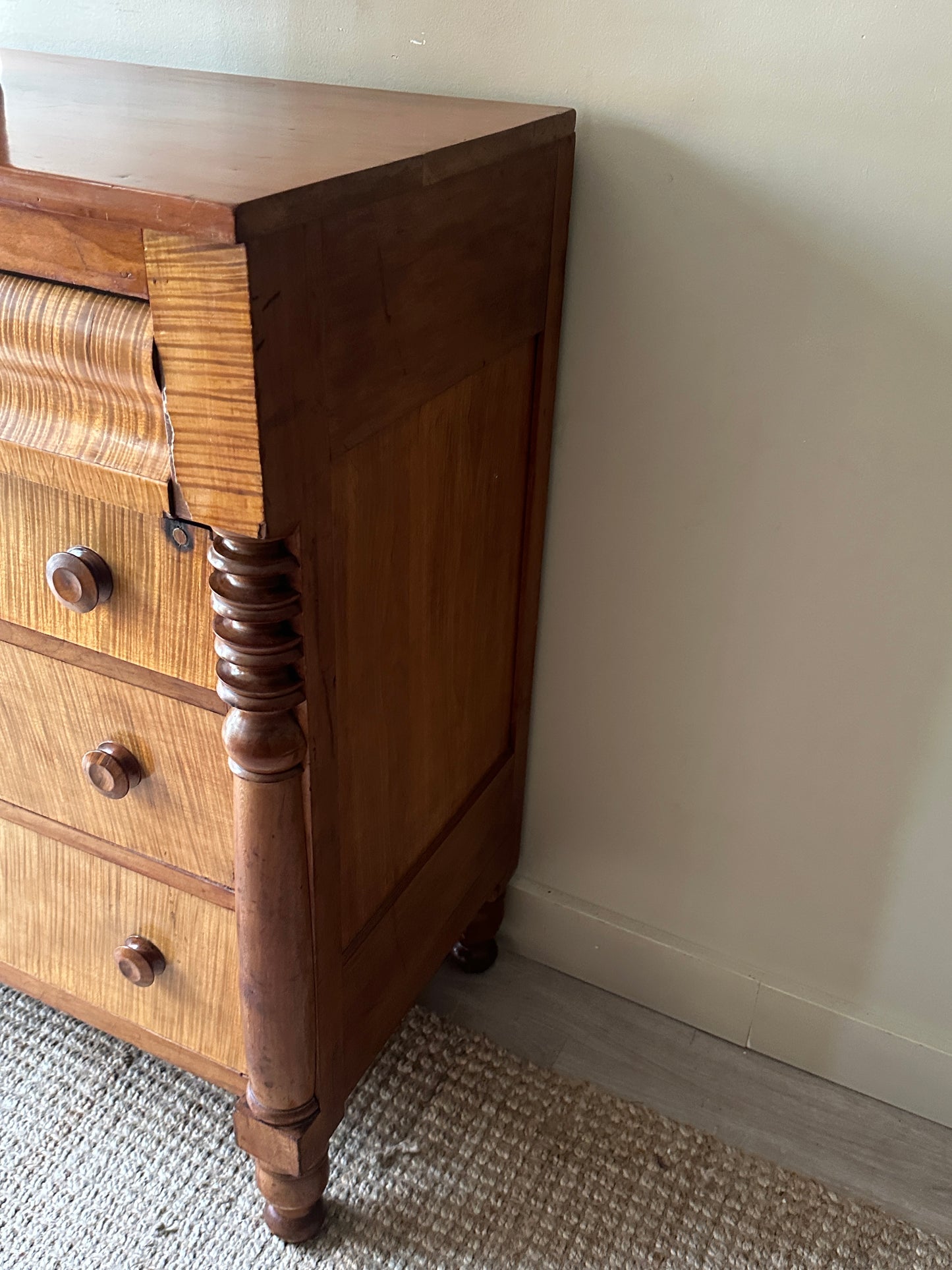 Tiger maple and cherry dresser