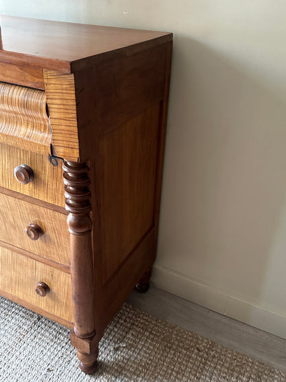 Tiger maple and cherry dresser