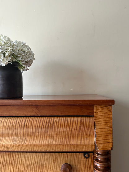 Tiger maple and cherry dresser
