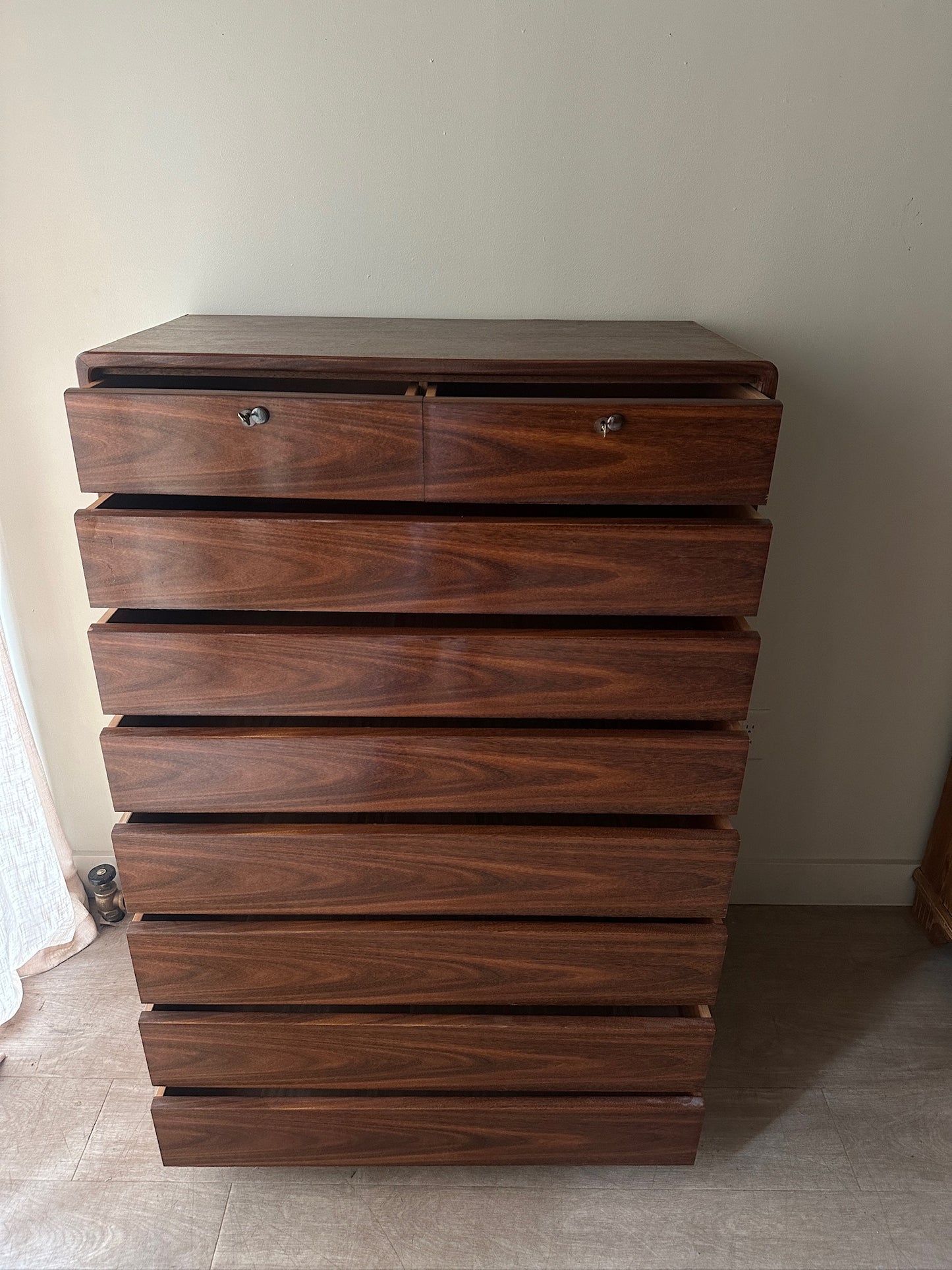 Walnut tallboy dresser