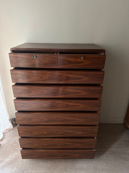 Walnut tallboy dresser