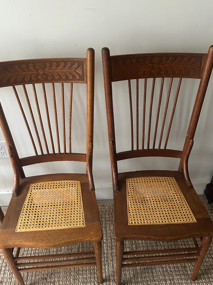 Victorian cane seat chairs. Sold individually.