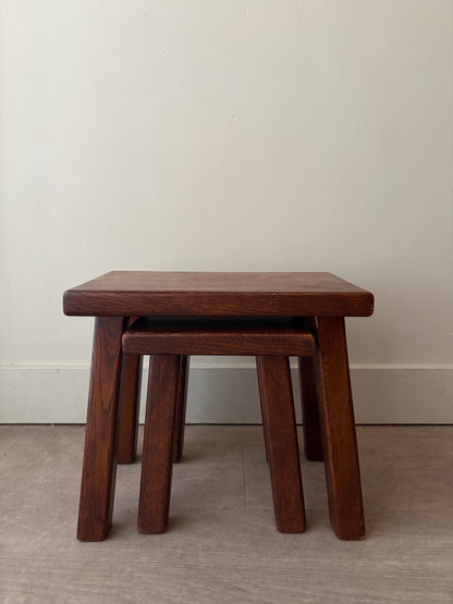 Belgian Brutalist oak nesting tables