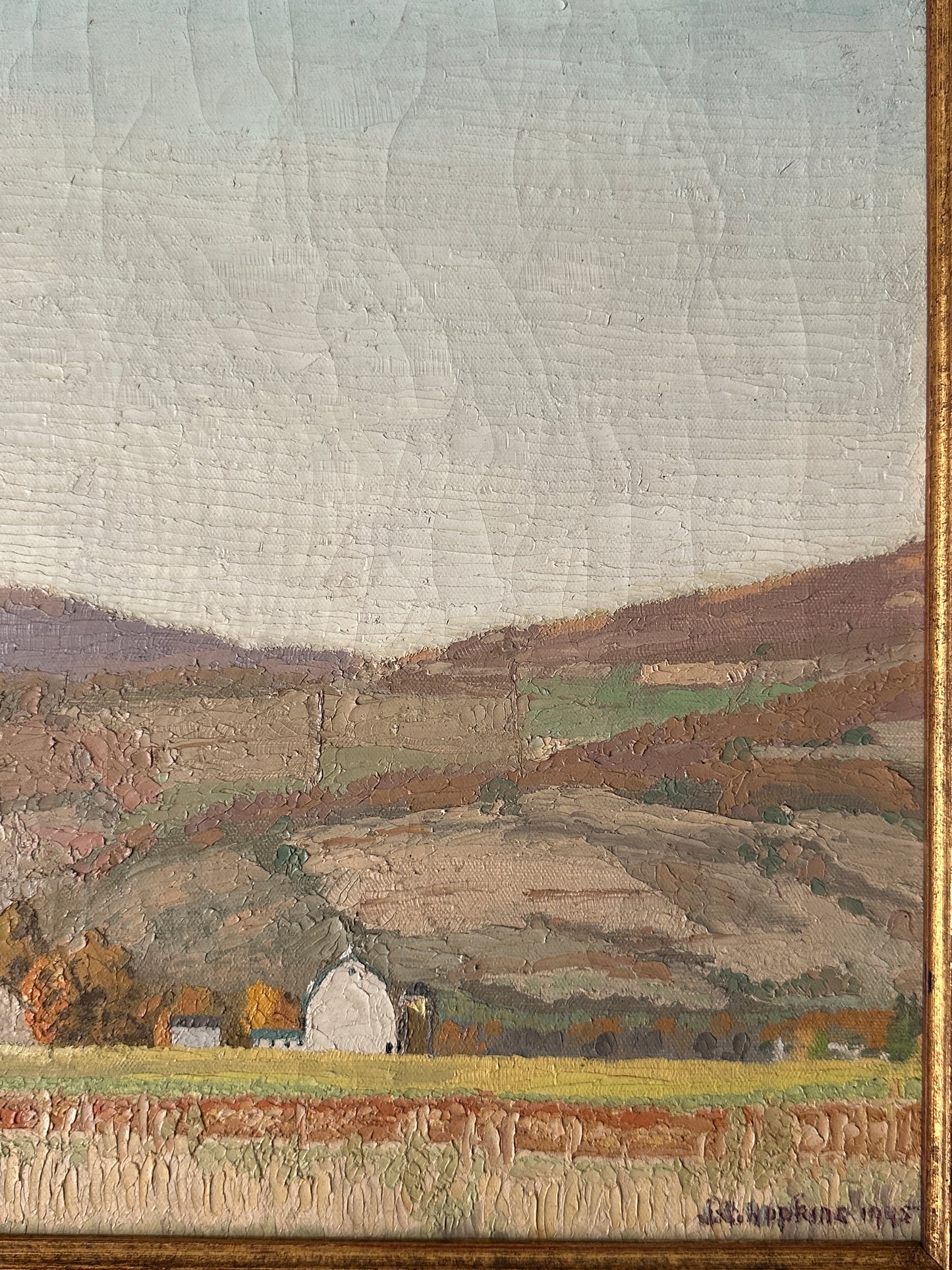 Landscape painting, signed Hopkins 1945