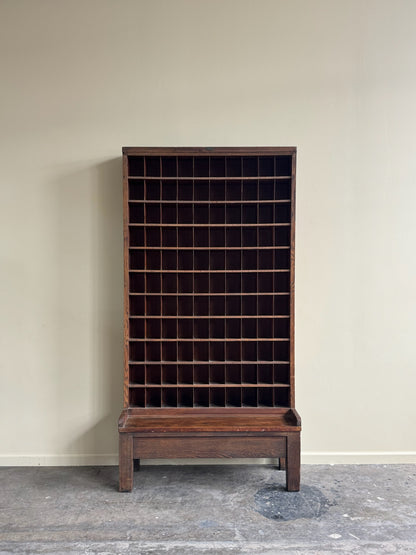 Golden oak post office cabinet