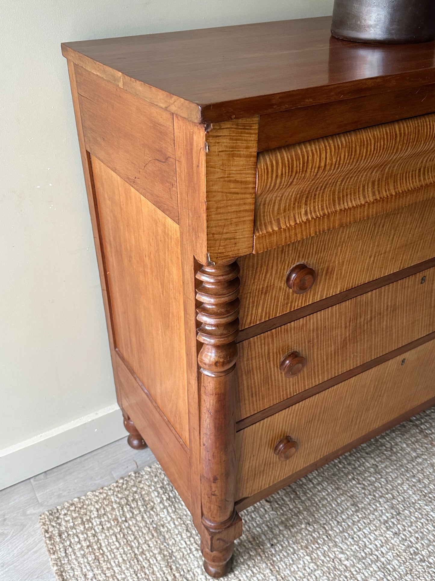 Tiger maple and cherry dresser
