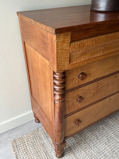 Tiger maple and cherry dresser