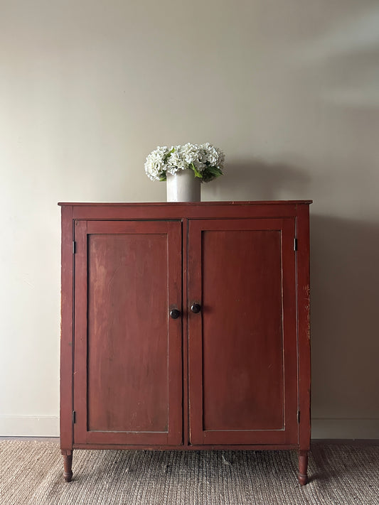 Red painted pine jelly cupboard