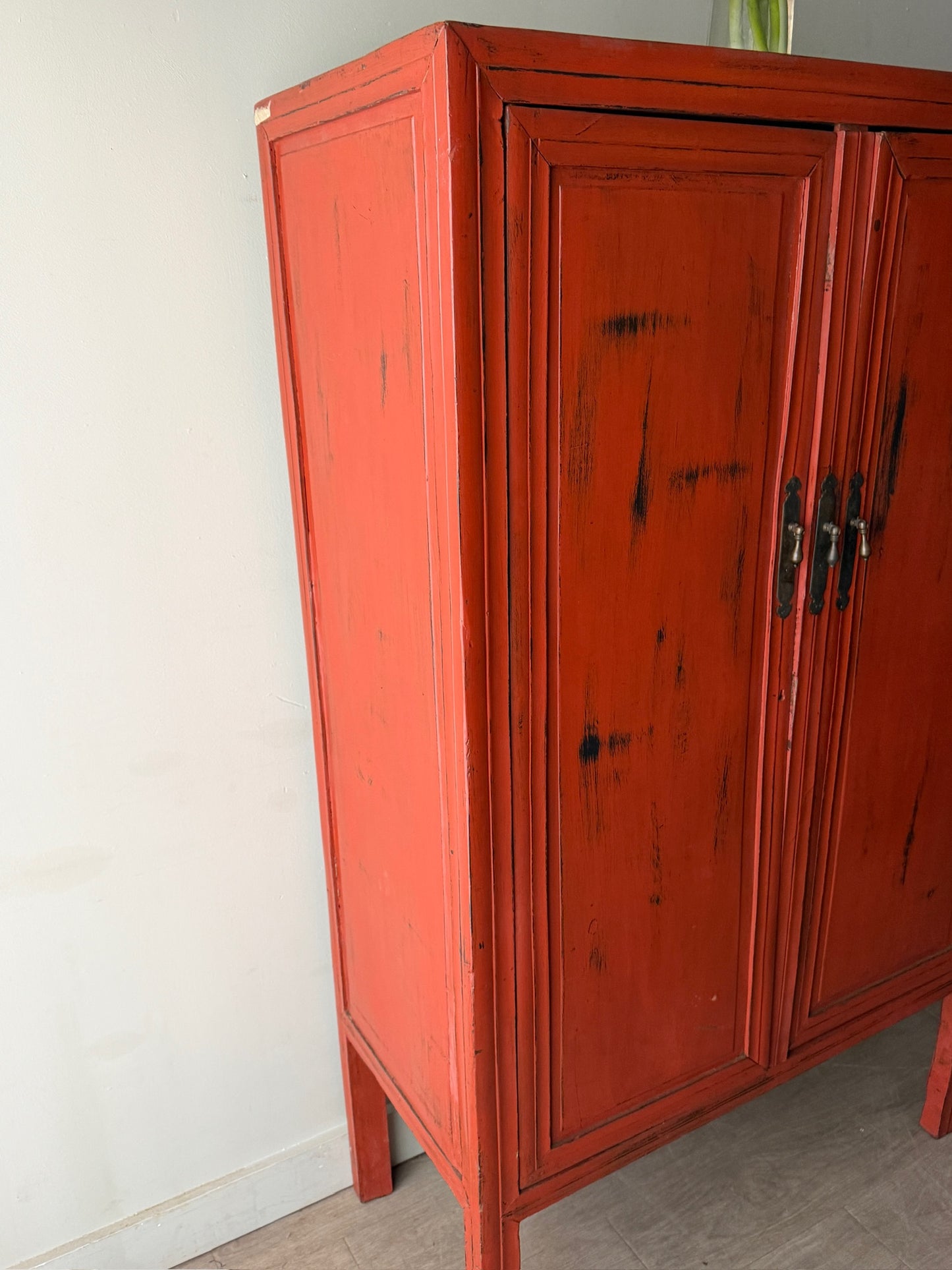 Chinese red-painted cabinet