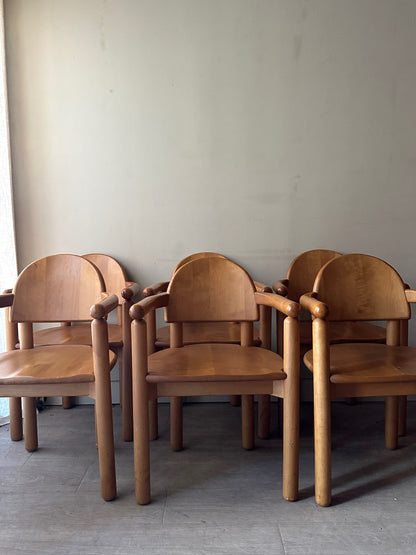 Rainer Daumiller beech dining chairs with arms. Sold induvidually.