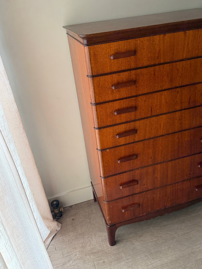 Scandinavian mahogany tallboy dresser
