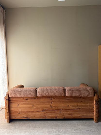 Hans Frydedal pine sofa in striped upholstery