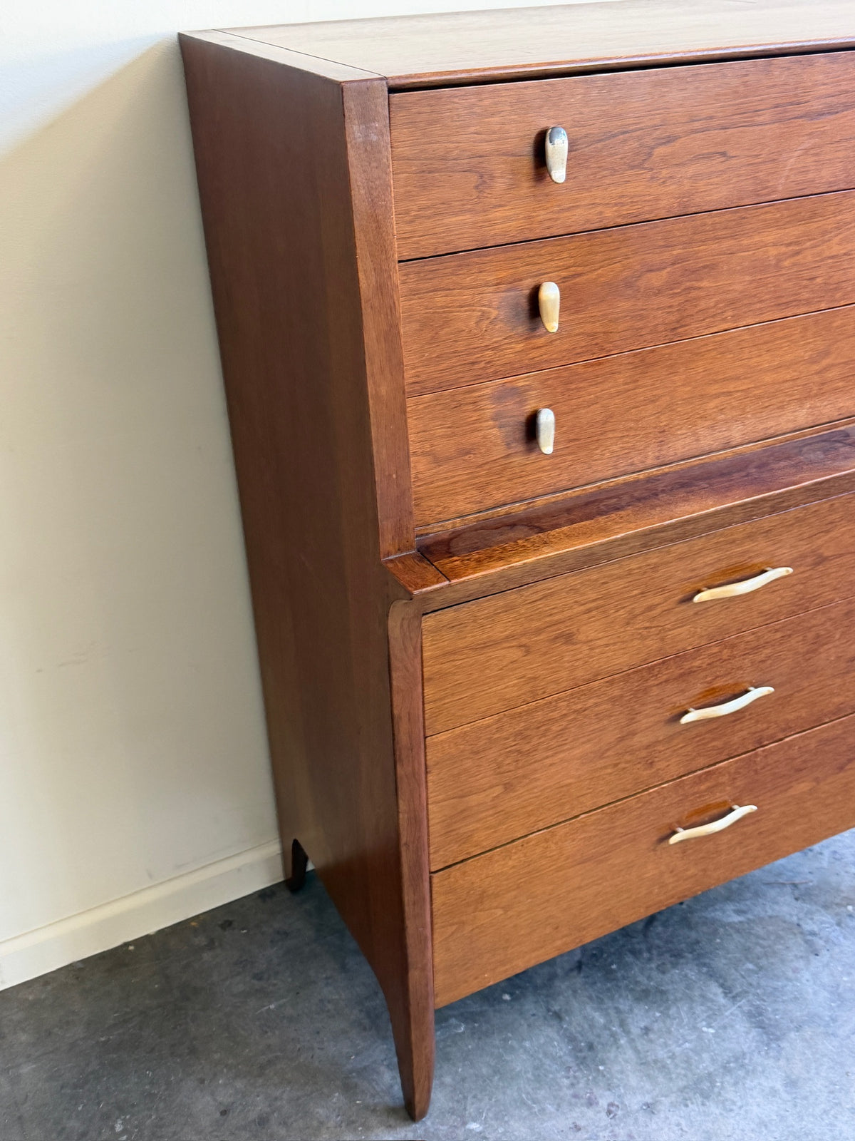 Drexel walnut tallboy dresser