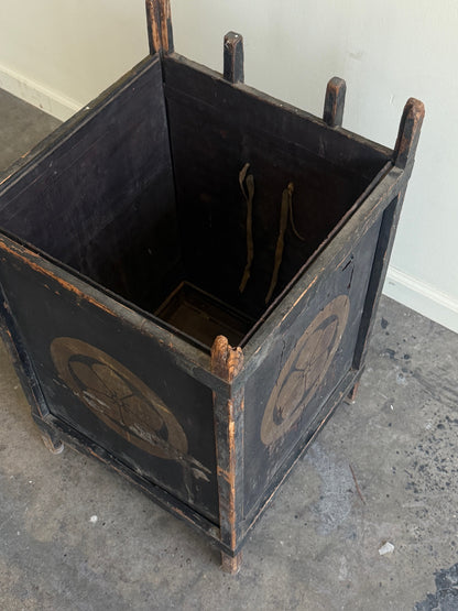 Painted floral storage bin