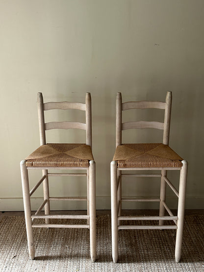 Rush bar stools. Sold as a pair.