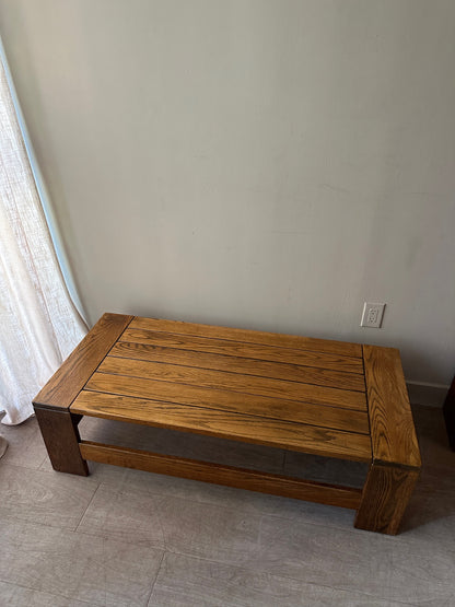 Brutalist oak coffee table