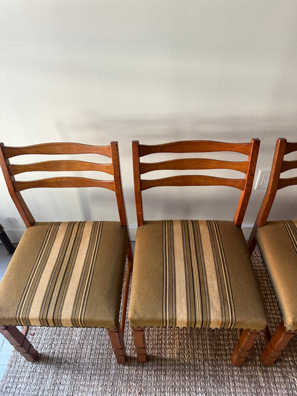 White oak and wool dining chairs. Sold in pairs.