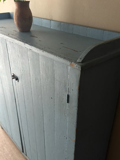 Blue painted pine cupboard