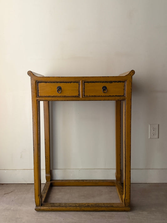 Ochre two drawer side table