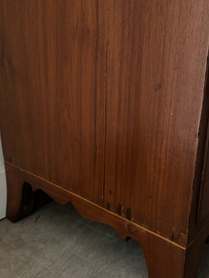 Inlaid walnut tallboy dresser with drop down compartment