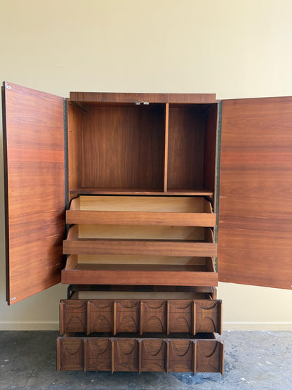 Tobago Brutalist walnut armoire