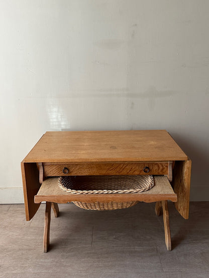 Danish oak drop leaf sewing table