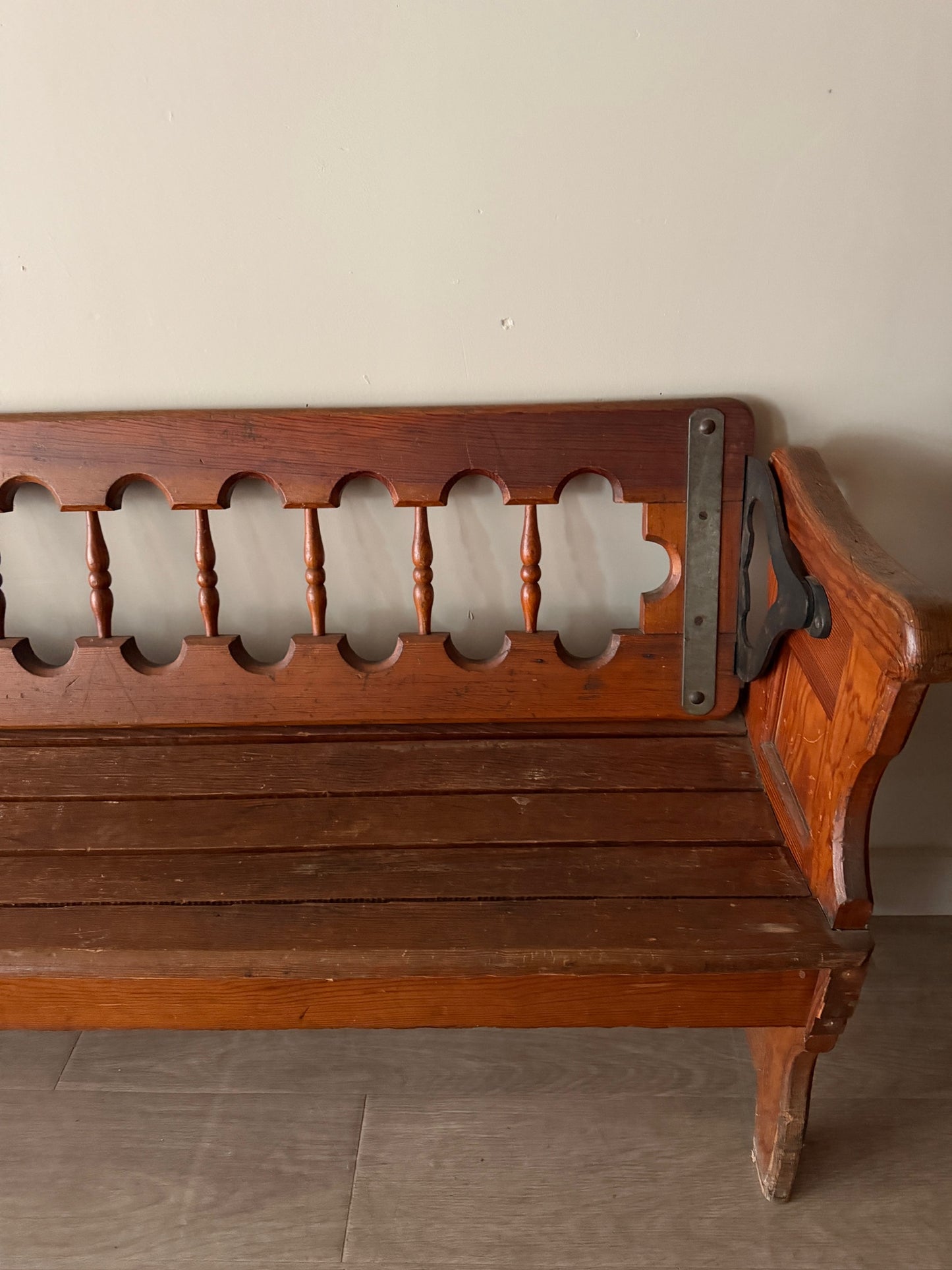 Pine railroad station bench