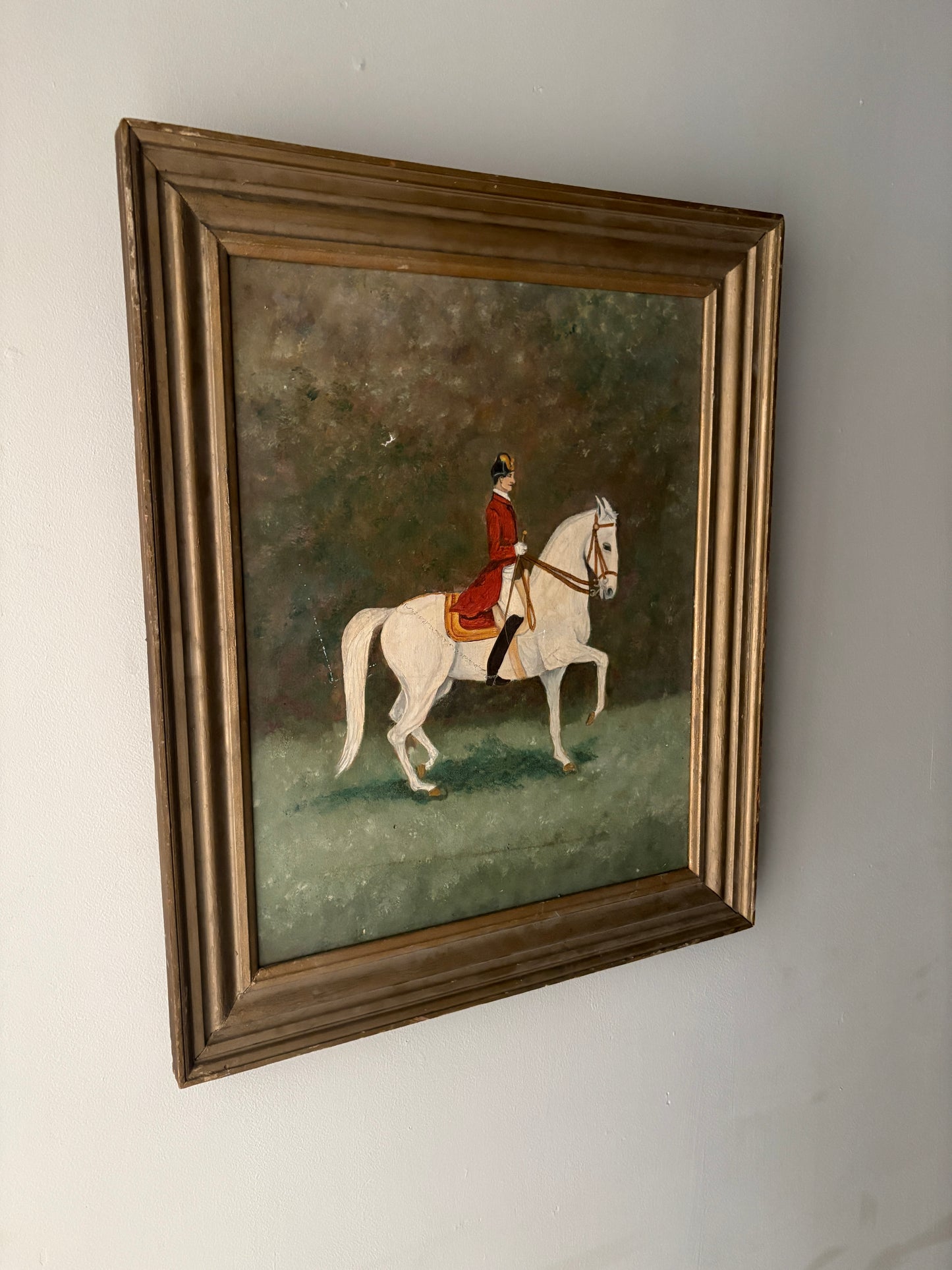 Equestrian portrait. Signed on back.