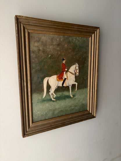 Equestrian portrait. Signed on back.