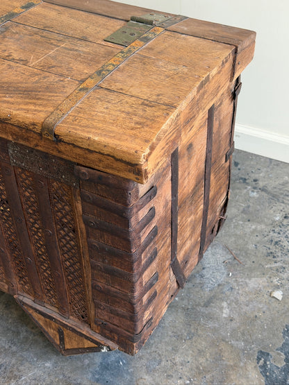 Indian dowry chest with iron hardware