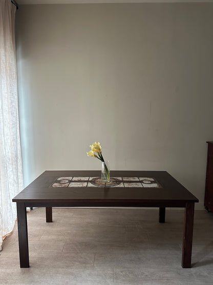 Ox Art Danish oak and tile dining table with extensions