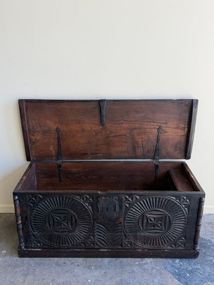 Northern European carved oak chest