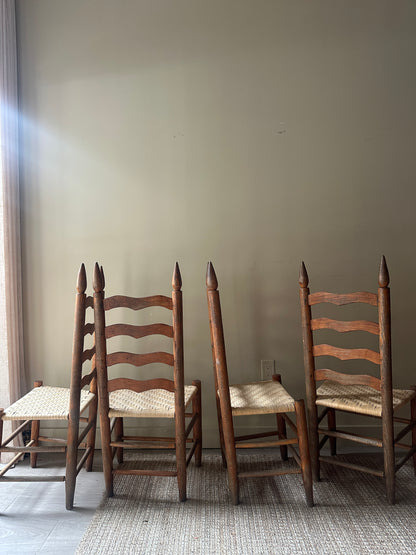 Woven ladder back chairs. Sold as set of 4.