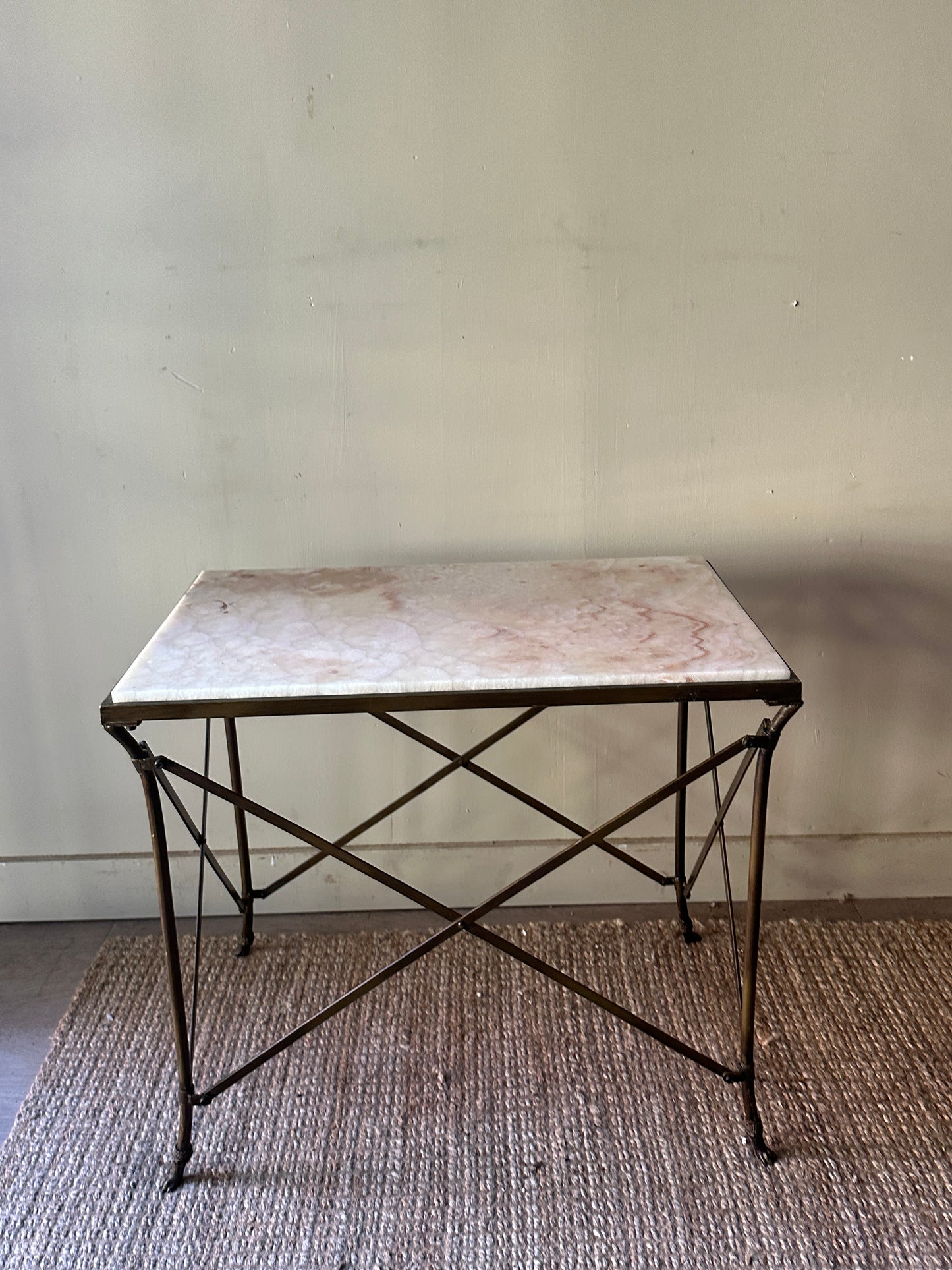 Onyx and wrought iron side table