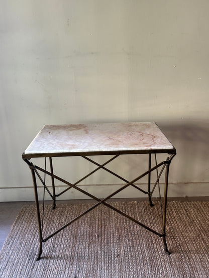 Onyx and wrought iron side table