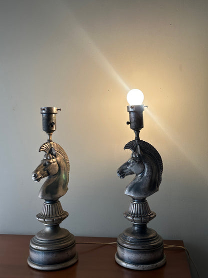 2 metal horse lamp bases. Sold individually.