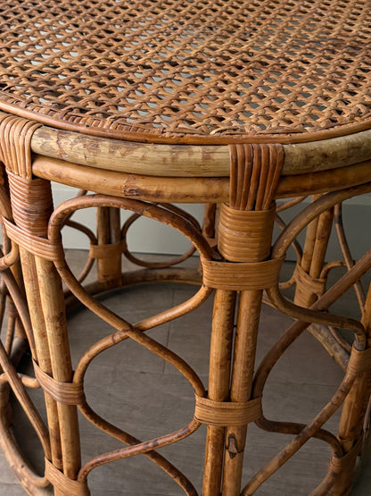 Caned rattan & pencil reed cocktail table