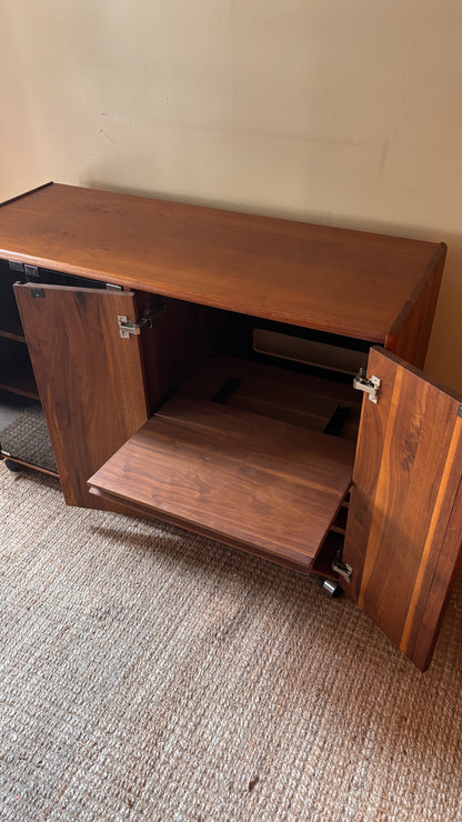 Walnut record cabinet