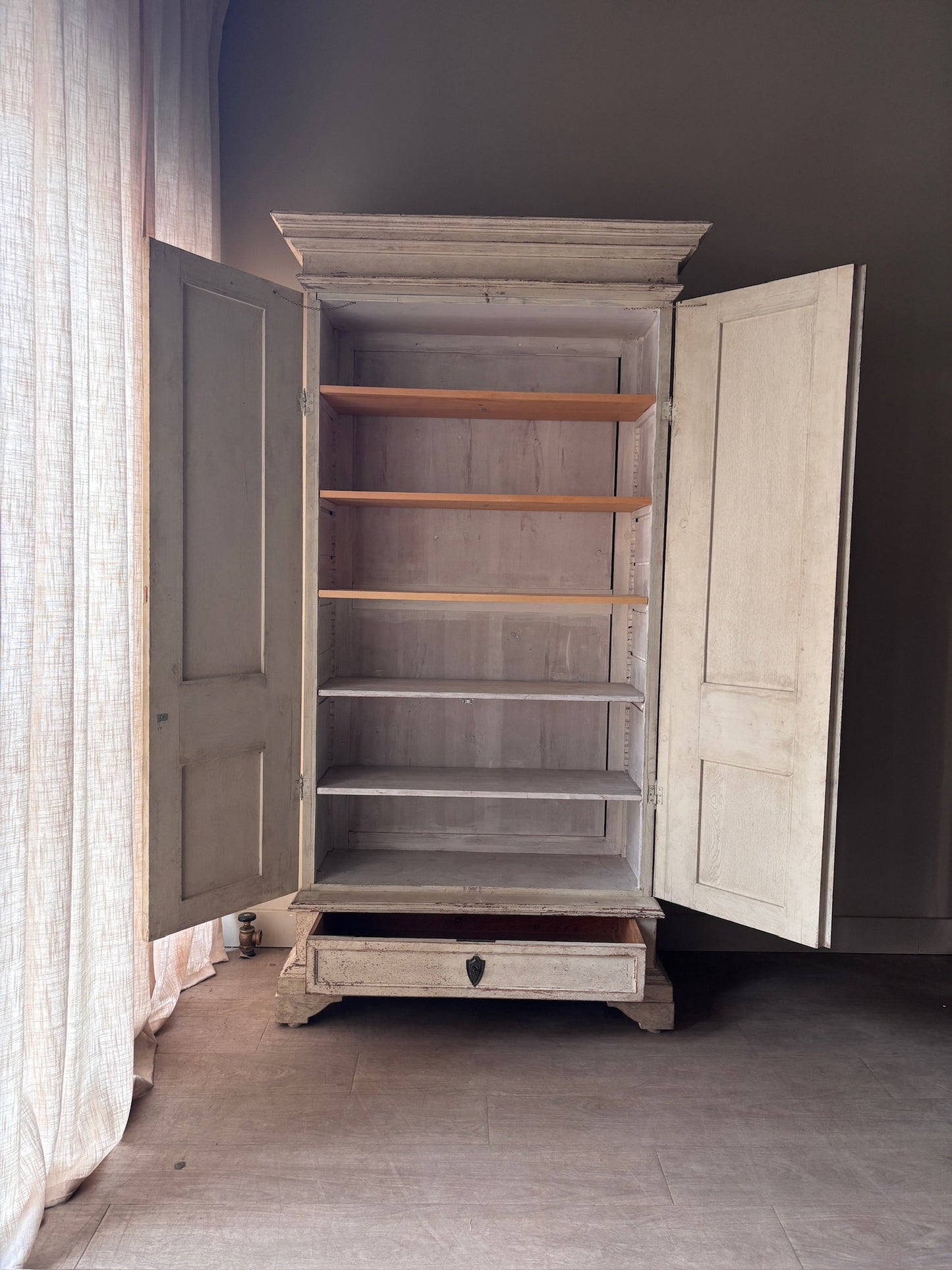 White painted pine armoire