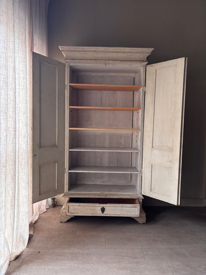 White painted pine armoire
