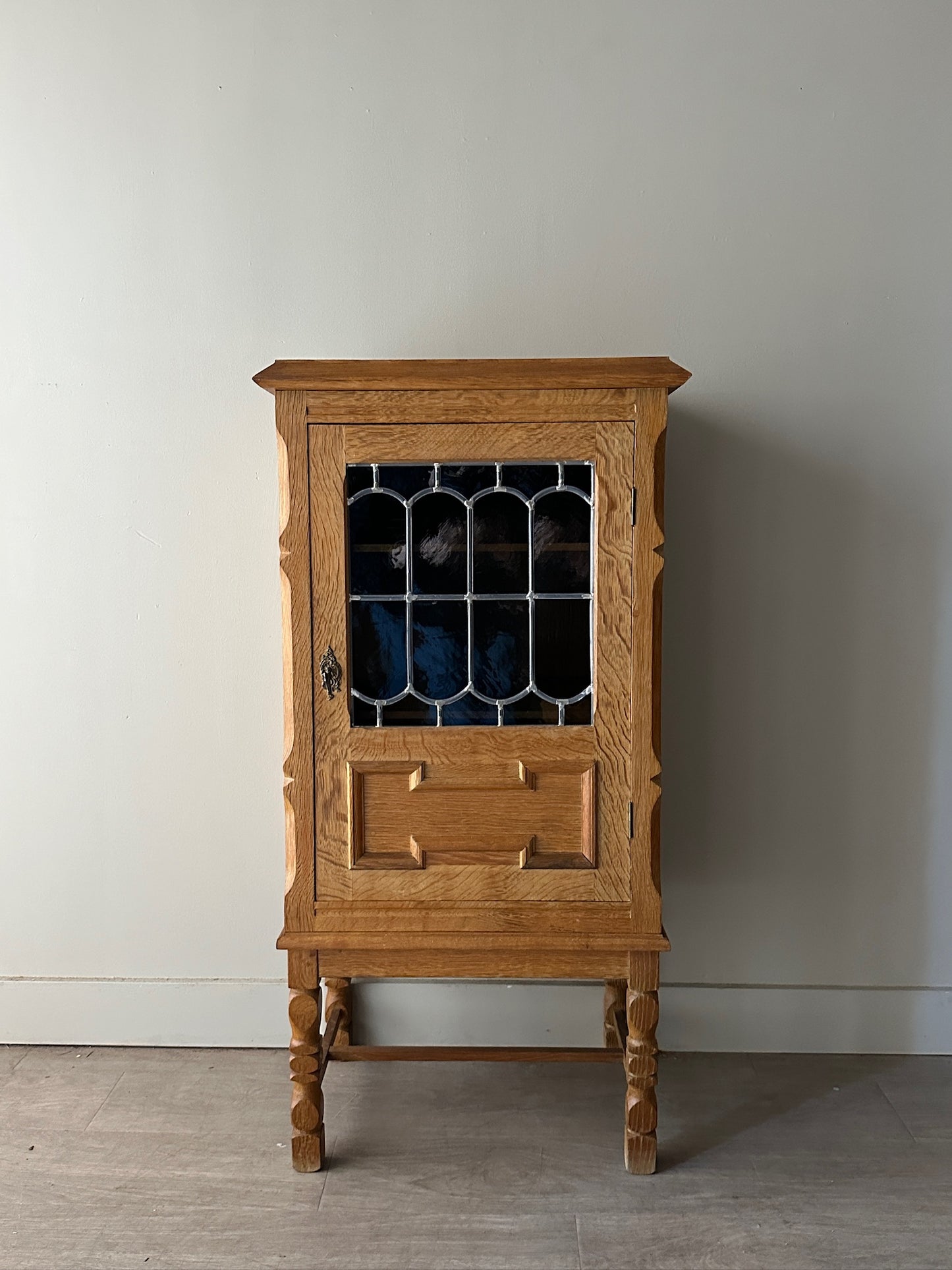 Danish oak and glass cabinet