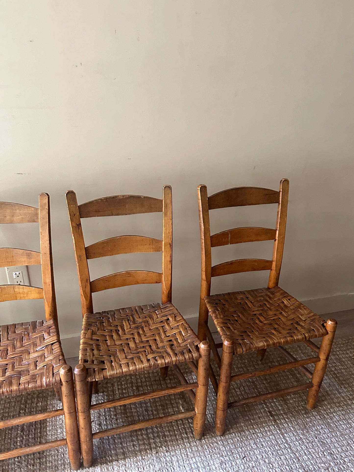 Rush seat dining chairs. (set of 2)
