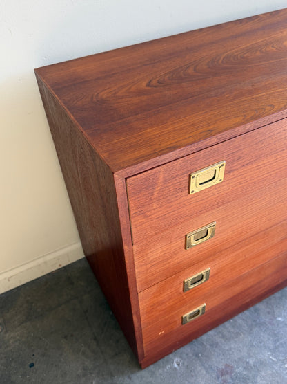 Danish teak dresser with brass pulls