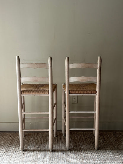 Rush bar stools. Sold as a pair.