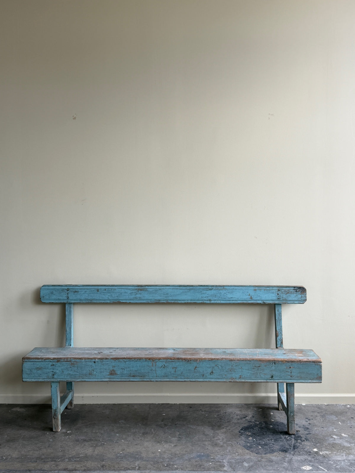 Blue painted pine bench