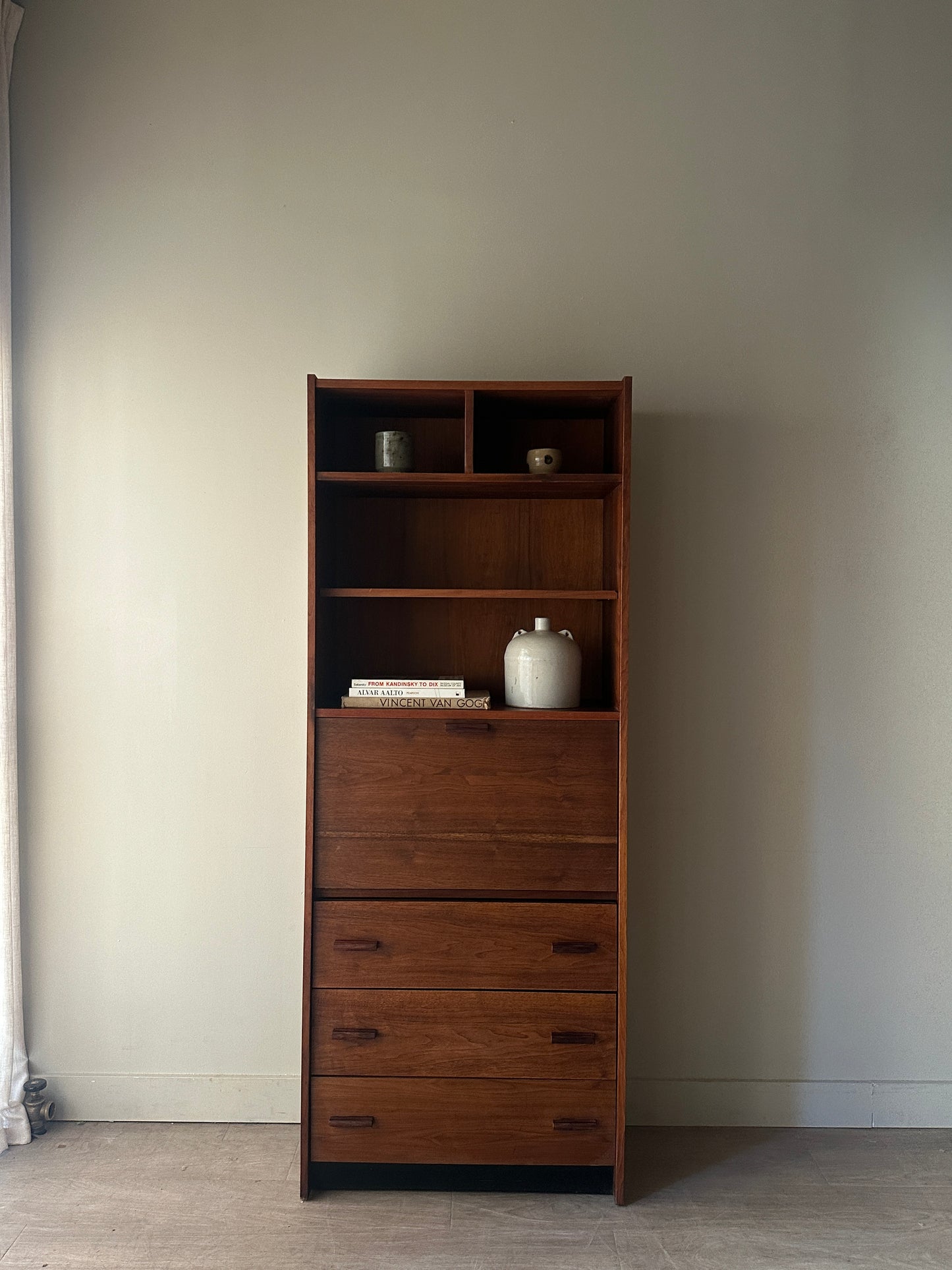 Walnut secretary shelf