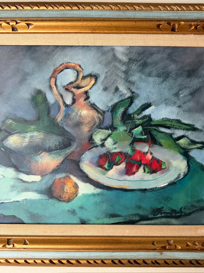 Modernist kitchen table still life. Signed.