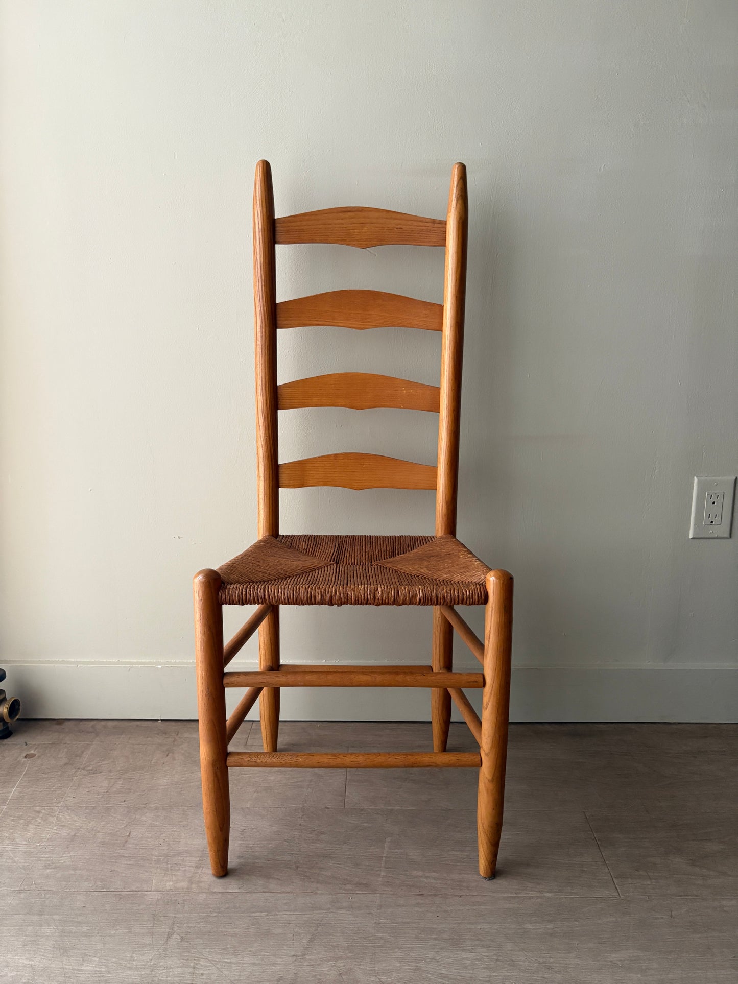 Pine rush seat ladder back chair