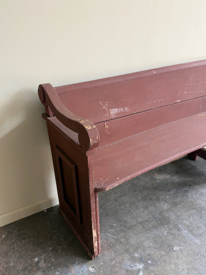 Red painted pine bench
